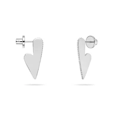 Meulien Women's Keen Heart Earrings - Silver In White