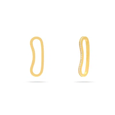 Meulien Women's Long Curvy Thin Bar Ear Cuff With Pave Cz - Gold