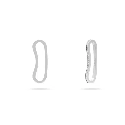 Meulien Women's Long Curvy Thin Bar Ear Cuff With Pave Cz - Silver