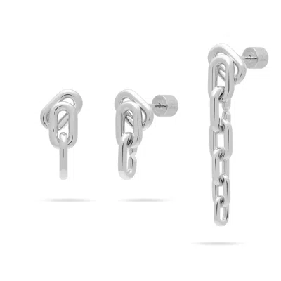 Meulien Women's Long Or Short Convertible Link Chain Dangle Earrings - Silver In Metallic