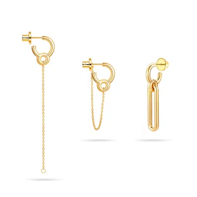 Meulien Women's Mismatched Geometric Link Earrings - Gold