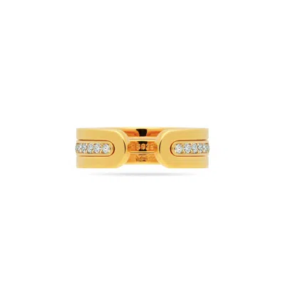 Meulien Women's Modular Thin Band Ring Set With Pave Cz - Gold