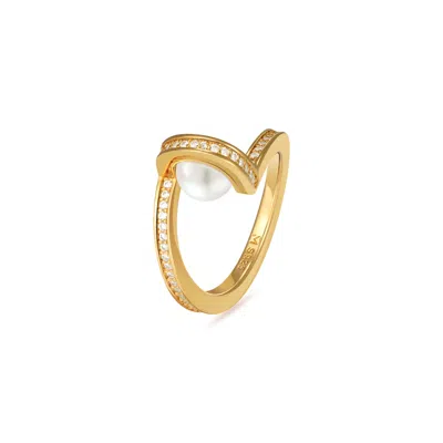 Meulien Women's Pearl And Arc Ring - Gold