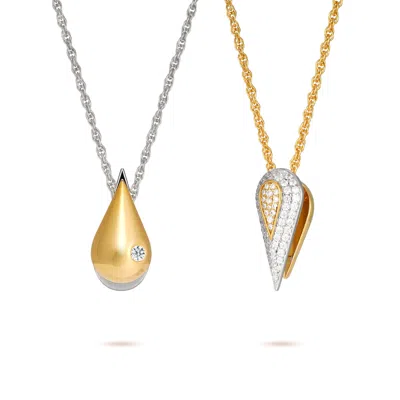 Meulien Women's Pointed Waterdrop Necklace - Silver Chain In Gold