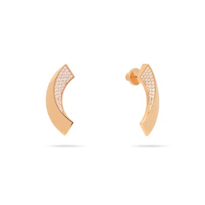 Meulien Women's Ribbon Drop Earrings With Pave Cz - Rose Gold
