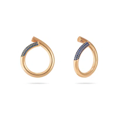 Meulien Women's Rose Gold / Blue Open Twist Waterdrop Ring - Rose Gold, Blue Stone