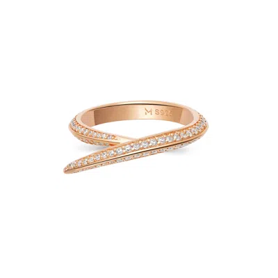 Meulien Women's Rose Gold / White Pointed Curve Ring - Rose Gold, Clear Stone