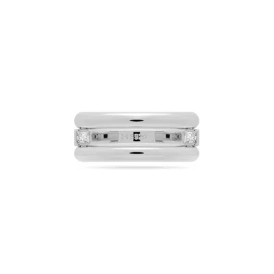 Meulien Women's Round And Square Triple Band Convertible Ring With Cz - Silver In Metallic