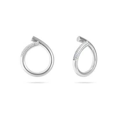 Meulien Women's Silver / White Open Twist Waterdrop Ring - Silver, Clear Stone In Metallic