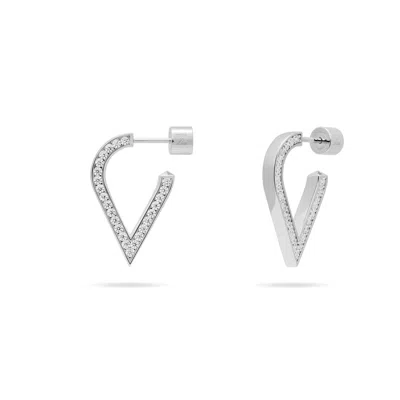 Meulien Women's Stylized Waterdrop Drop Earrings With Pave Cz - Silver