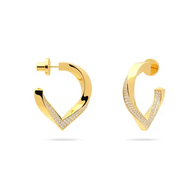 Meulien Women's Twisted Stylized Waterdrop Drop Earrings With Pave Cz - Gold