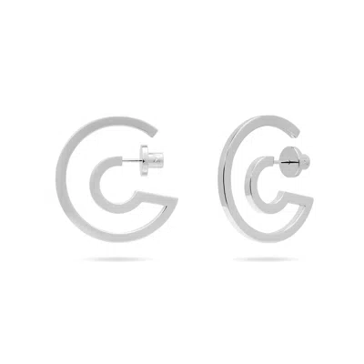 Meulien Women's Unique Open Hoop And Huggie Earrings - Silver