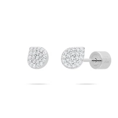 Meulien Women's Waterdrop Bud Stud Earrings With Pave Cz - Silver