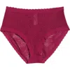 Meundies Allover Lace High Waist Briefs In Plum Feather
