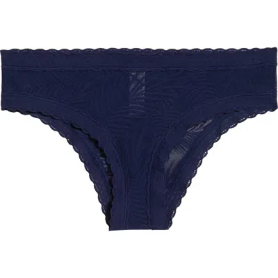 Meundies Allover Lace Tanga In Navy Feather