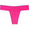 Meundies Allover Lace V-front Thong In Pink