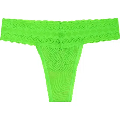 Meundies Allover Lace V-front Thong In Gray