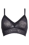 Meundies Allover Lace V-neck Bralette In Black