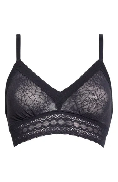 Meundies Allover Lace V-neck Bralette In Black