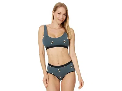 Meundies Bralette Bra Women's Let It Bee Stretch U-neck Scoop Back Gbo841 In Blue