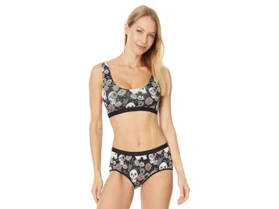 Meundies Bralette Bra Womens Black Floral Stretch U-neck Scoop Back Gbo839