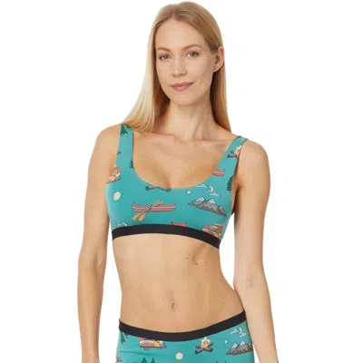 Meundies Bralette Bra Womens Happy Camper Stretch U-neck Scoop Back Gbo828 In Blue