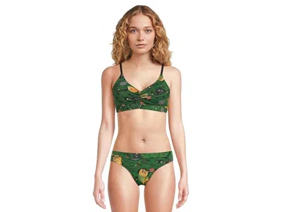 Meundies Feel Free Ruched Bralette Bra Women's Meowy Christmas Buu357 In Multi