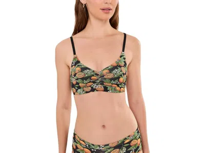Meundies Feel Free Ruched Bralette Women's Bra Tangerine Dreams: Lg, Elastane/modal/synthetic In Green