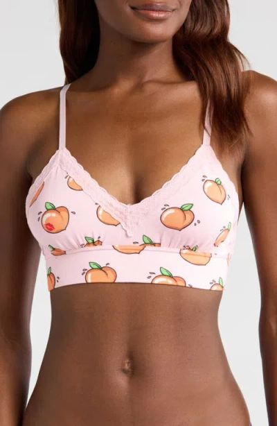 Meundies Feelfree Lace Trim Plunge Bralette In Kiss My Peach