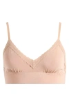 Meundies Feelfree Lace Trim Plunge Bralette In Sand Dune