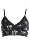 Meundies Feelfree Lace Trim Plunge Bralette In Skelecat