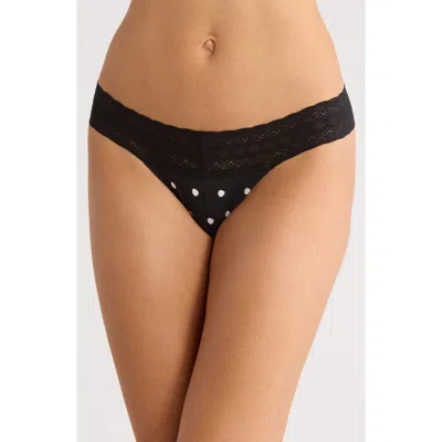 Meundies Feelfree Lace V-front Thong In Black