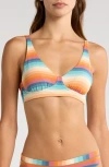 Meundies Feelfree Longline Bralette In Pool Stripes