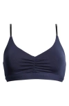 Meundies Feelfree Stripe Bra In Dark Sapphire