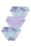 Meundies Kids' Feelfree Assorted 3-pack Bikini Briefs In Purple
