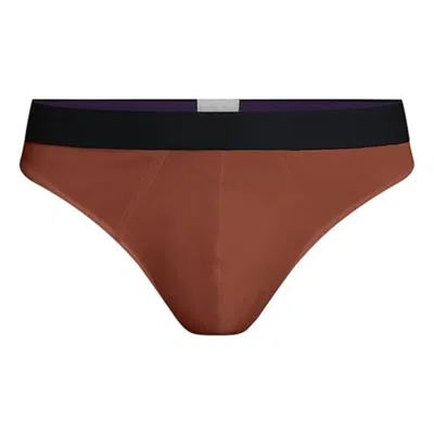 Meundies Pouch Front Thong Underwear Men Cedar Wood Stretch Seamless Gbo2857 In Brown