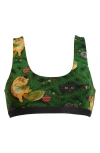 Meundies Print Bralette In Meowy Christmas