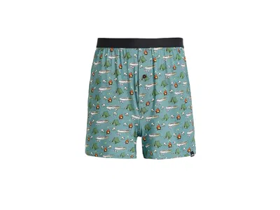 Meundies Ultramodaltm Core Boxers Men's Underwear Campfire Stories: Xl, Elastane/modal In Green
