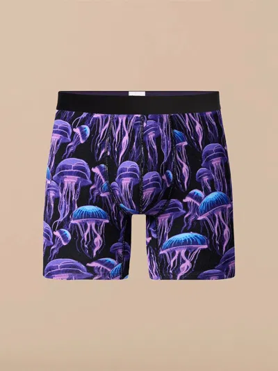 Meundies Underwear Men's Wild Jellies Printed Stretch Boxer Brief Gbo766 In Blue
