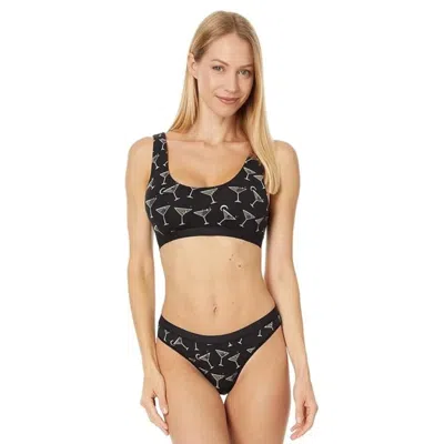 Meundies Women's  Underwear Cosmic Cocktails Graphic Elastic Waist Thong Gbo708 In Black