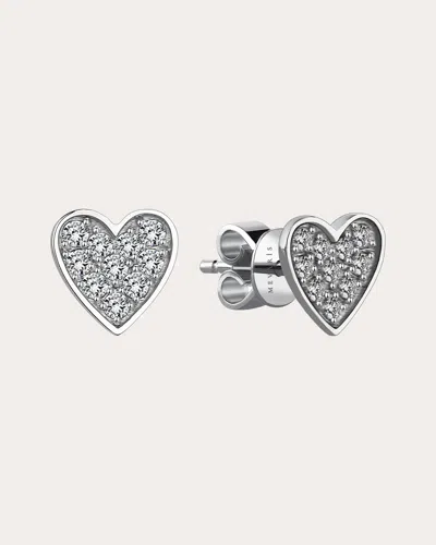 Mevaris Women's Heart Pavé Stud Earrings In Metallic