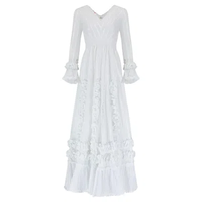 Pre-owned Mexicana 1970s  White Cotton And Lace Wedding Dress