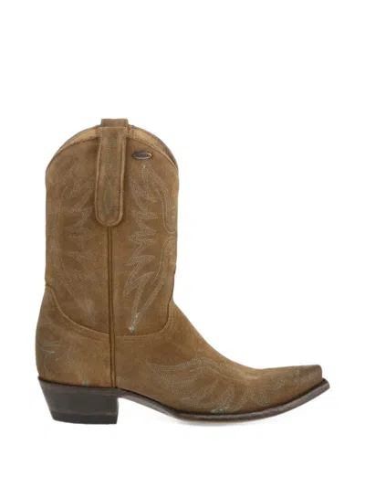 Mexicana Aguila Mex 10 Embroidered Suede Boots In Multi