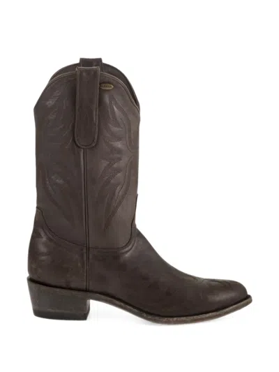 Mexicana Aguila Mex Embroidered Western Boots In Brown