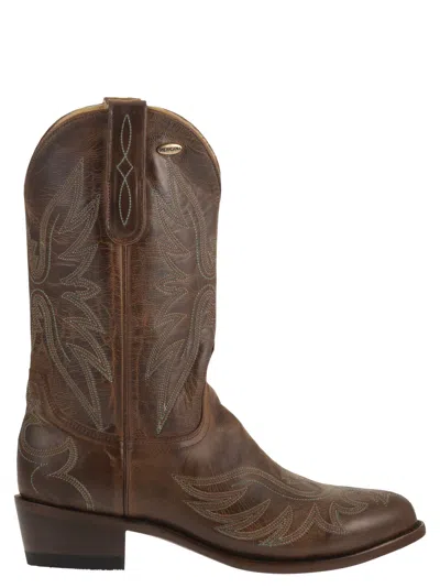 Mexicana Aguila Mex - Leather Western Boots With Contrasting Embroidery In Animal Print