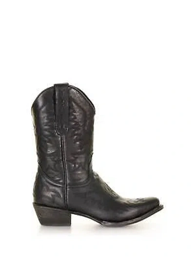 Pre-owned Mexicana Black Pointed Texan Boot In Leather