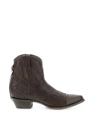 Mexicana Embroidered Cowboy Boots In Brown