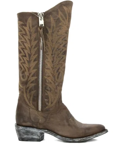 MEXICANA EMBROIDERED LEATHER COWBOY BOOTS