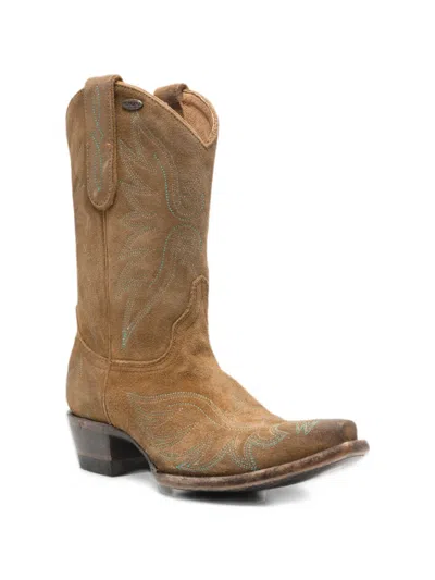 Mexicana Embroidered Suede Cowboy Boots In Animal Print