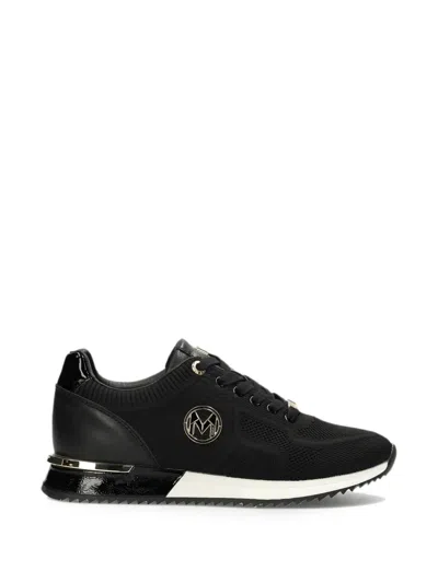 Mexx Gitte Glitter Logo-plaque Panelled Sneakers In Black